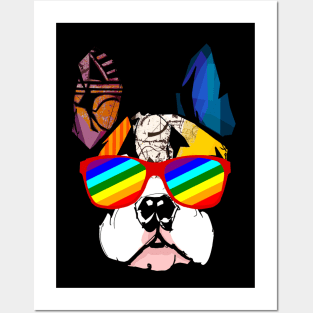 French Bulldog Gay Pride Flag LGBT Rainbow Sunglasses Tank Top Posters and Art